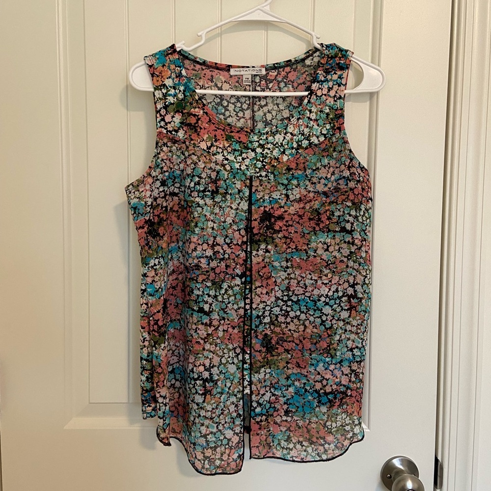 EUC | Notations women’s multi-color floral patterned sleeveless blouse —‎ P med